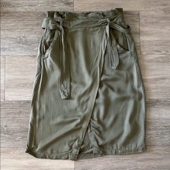 Army Green Wrap Skirt - Picture 5 of 5